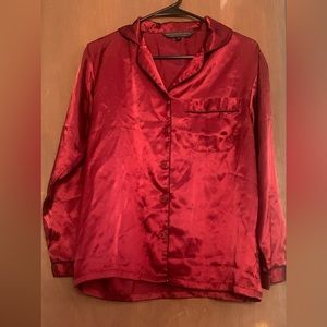 Alexander Del Rossa Satin Pajama Blouse